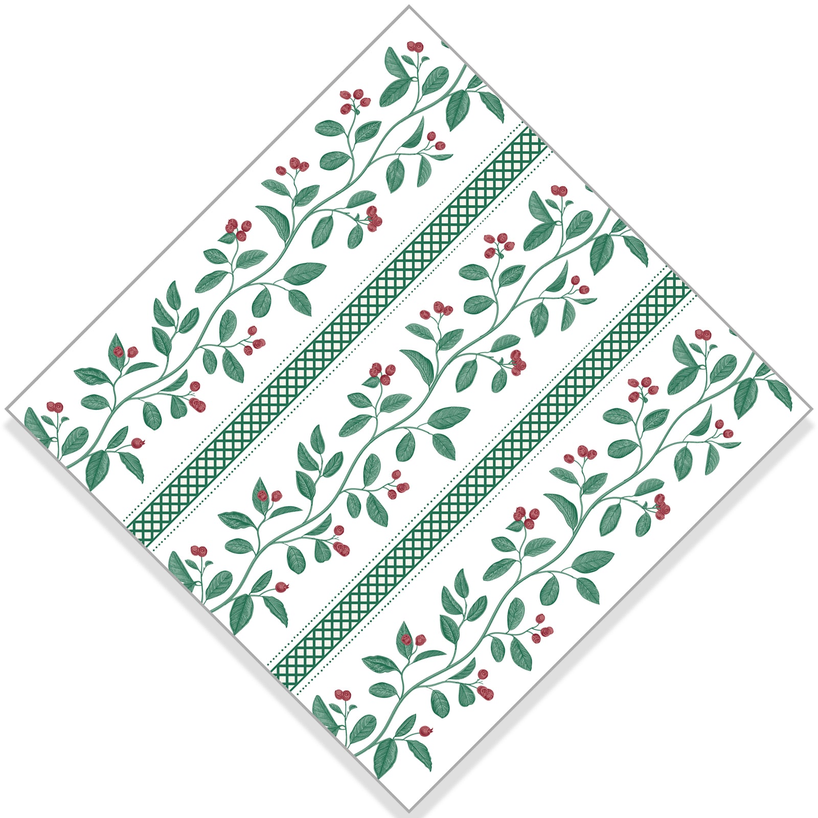 Christmas Berries Stripe Paper Cocktail Napkins