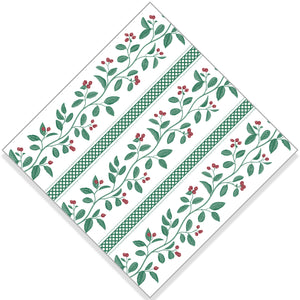 Christmas Berries Stripe Paper Cocktail Napkins