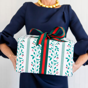 Christmas Berries Stripe Continuous Roll Gift Wrap