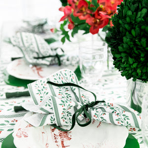 Christmas Berries Stripe Dinner Napkins | Set of 4