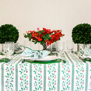 Christmas Berries Stripe Rectangle Tablecloth