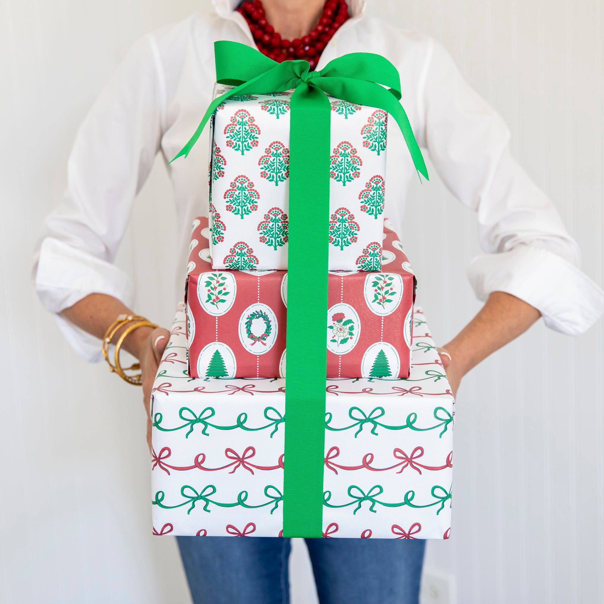 Continuous Roll Gift Wrap | Christmas Block Print