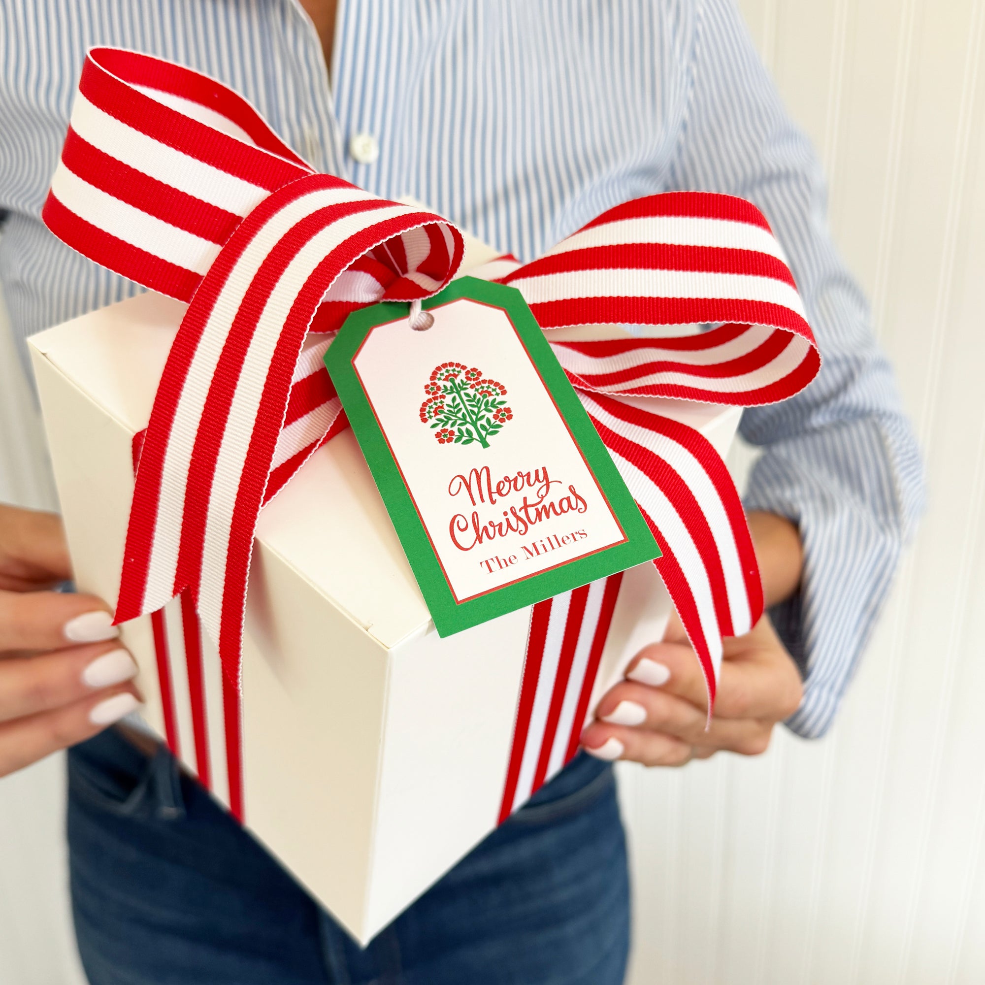 Christmas Block Print Personalized Gift Tags