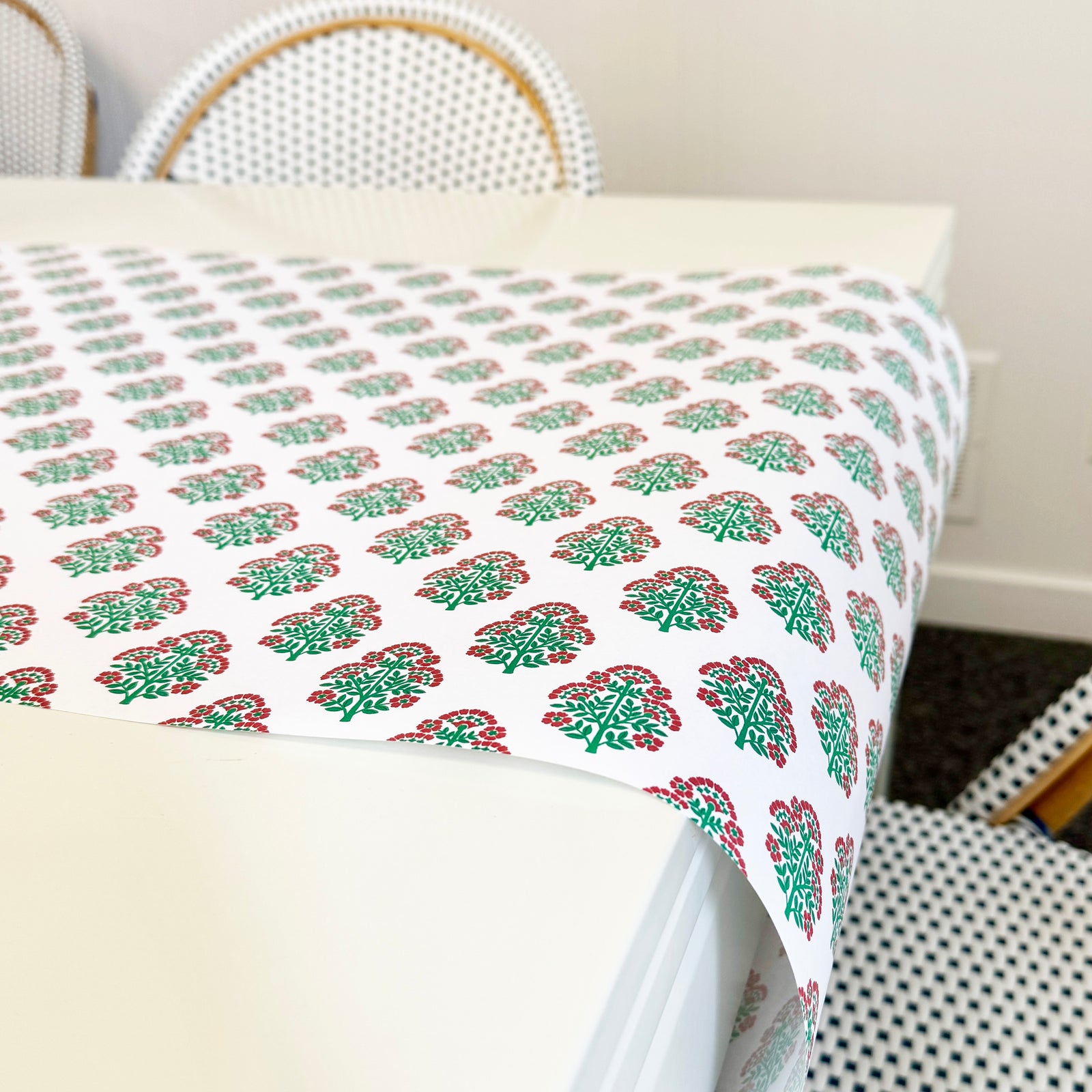 Christmas Block Print Paper Table Runner