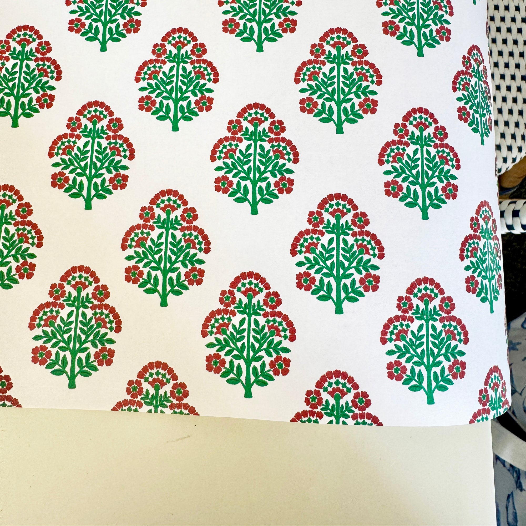 Paper Table Runner | Christmas Block Print
