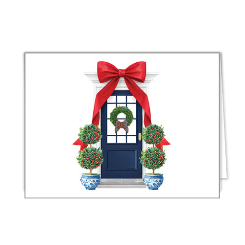 In Stock Folded Notecard Set of 10 | Christmas Bow Front Door