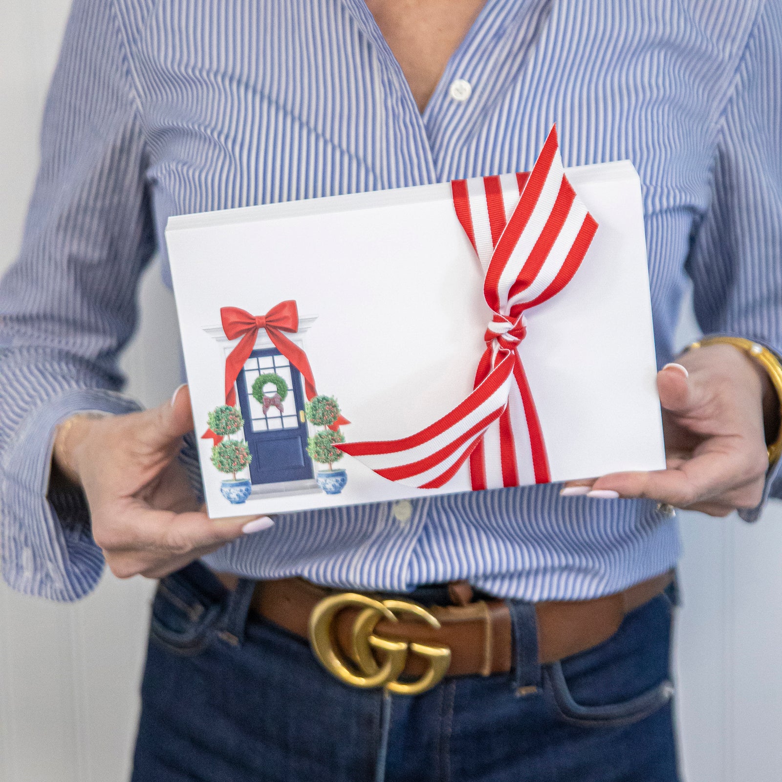 Christmas Bow Front Door 8.5x5.5 Slab Notepad – 200 Pages