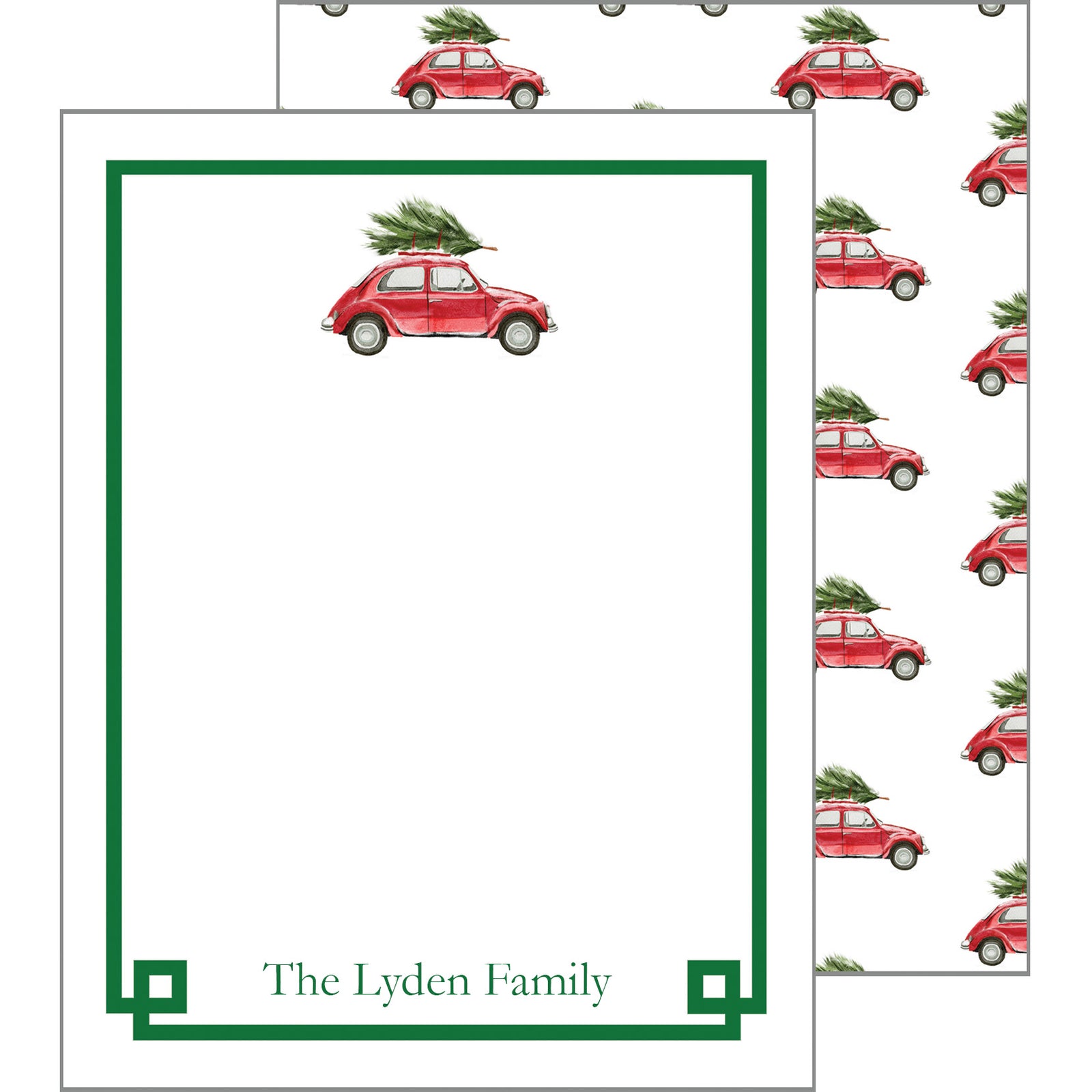 Christmas Car Personalized Flat Notecard