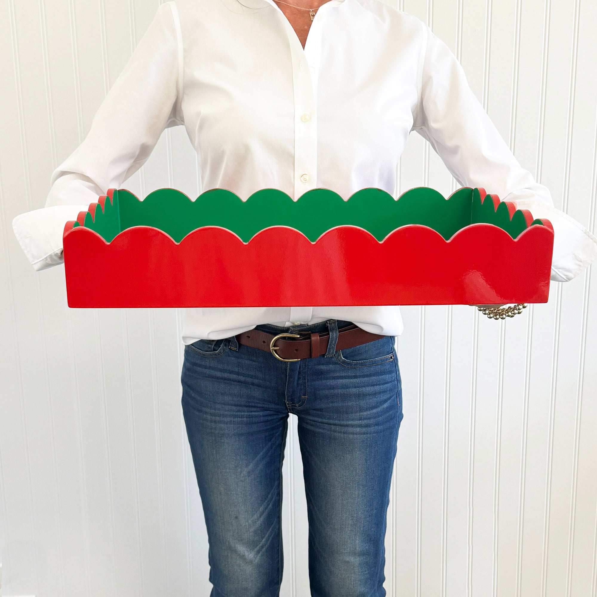 Christmas Scalloped Lacquer Tray