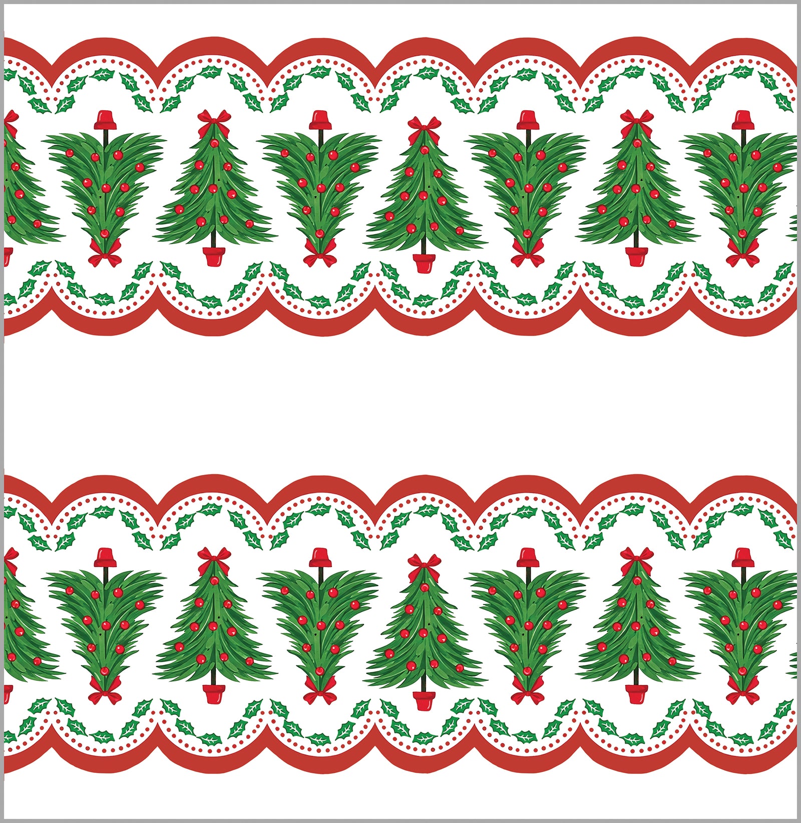 In Stock Continuous Roll Gift Wrap | Christmas Tree Scallop