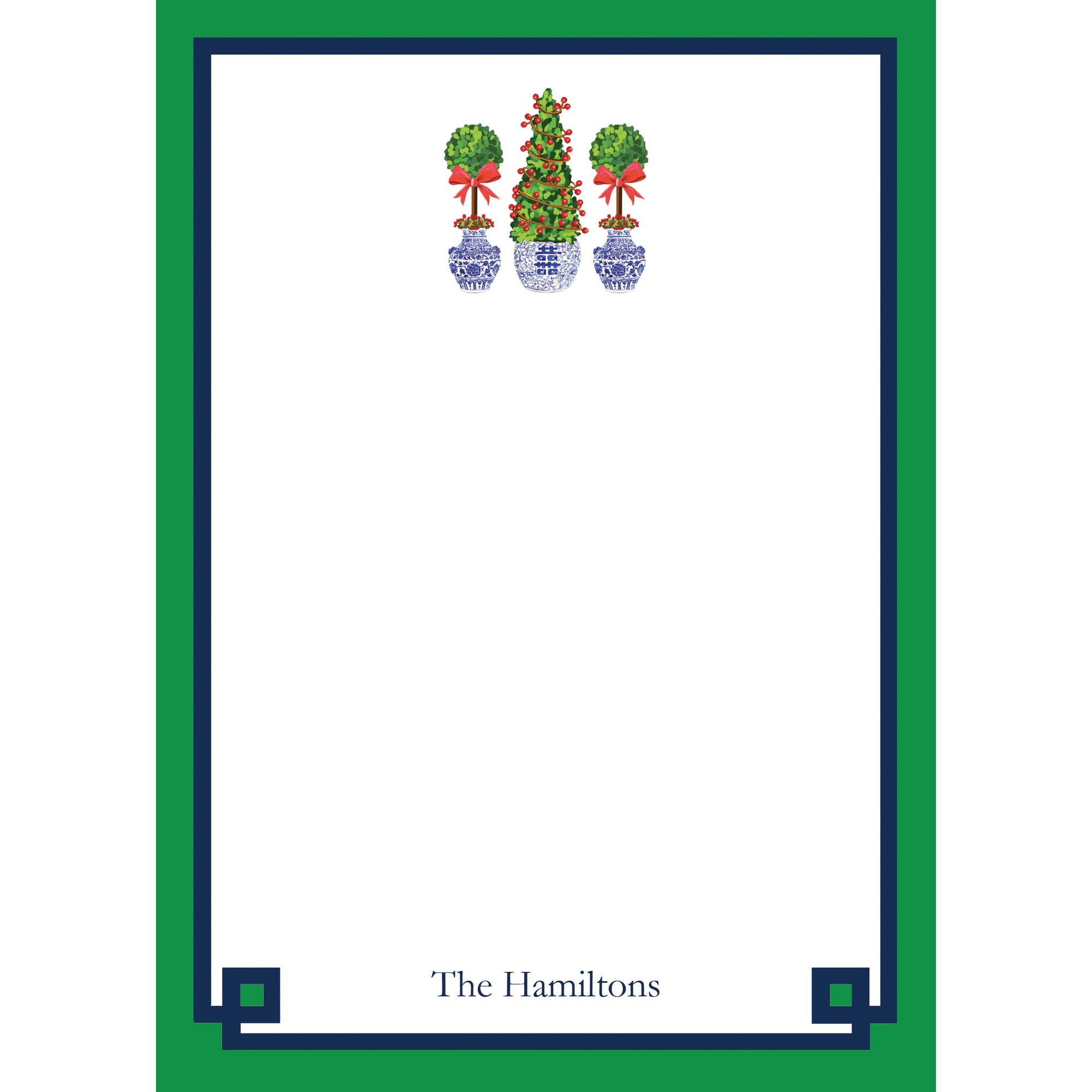 Christmas Topiaries Personalized Notepad