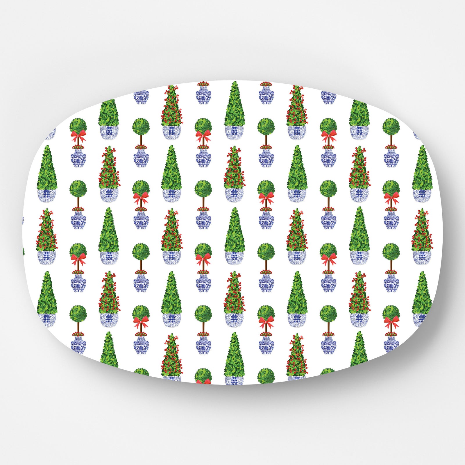 In Stock WH Serving Platter | Christmas Topiaries