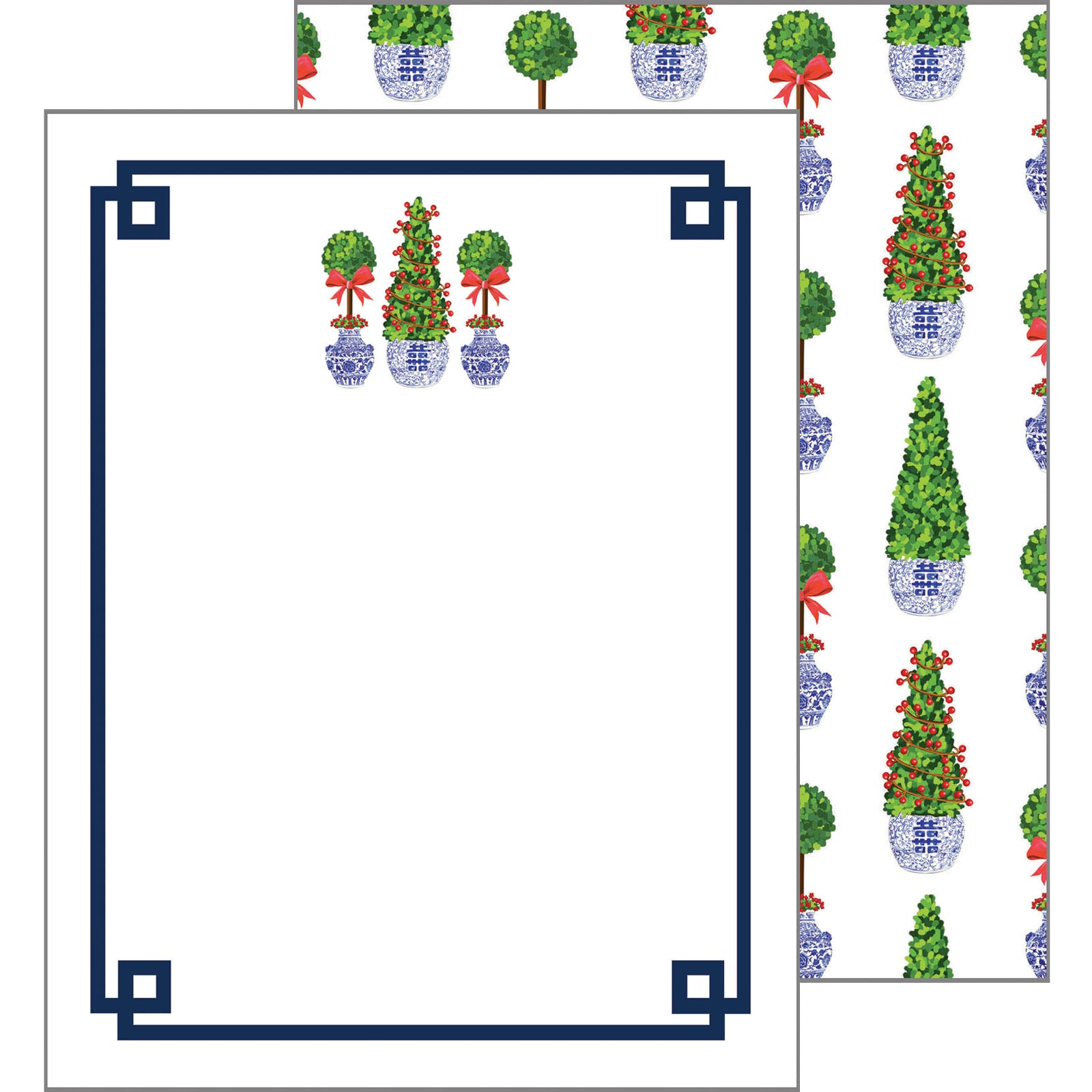 In Stock Flat Notecard Set of 10 | Christmas Topiaries