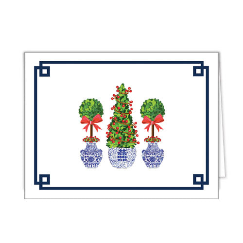 In Stock Folded Notecard Set of 10 | Christmas Topiaries