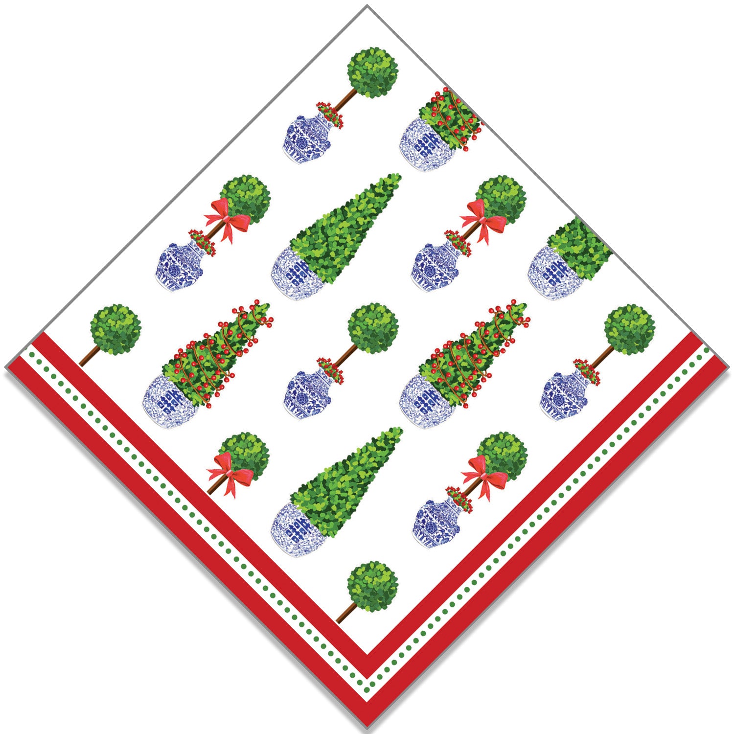 In Stock WH Paper Cocktail Napkins | Christmas Topiaries