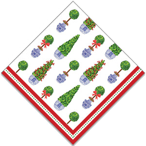 WH Paper Cocktail Napkins | Christmas Topiaries