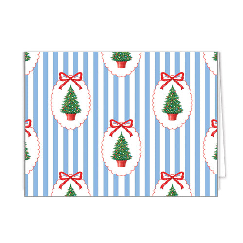 In Stock Folded Notecard Set of 10 | Christmas Tree Plaque Stripe