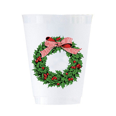 Holly Wreath Shatterproof Cups | Set of 8