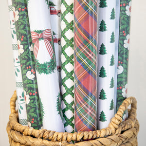 Wreath with Striped Bow Continuous Roll Gift Wrap