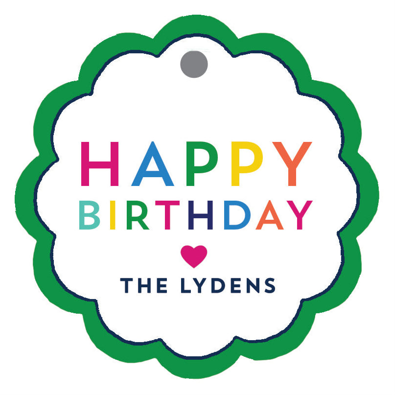 Colorful Birthday Scalloped Personalized Gift Tags