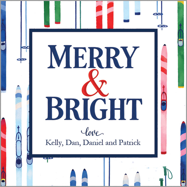 Colorful Skis Personalized Christmas Gift Stickers – Set of 24
