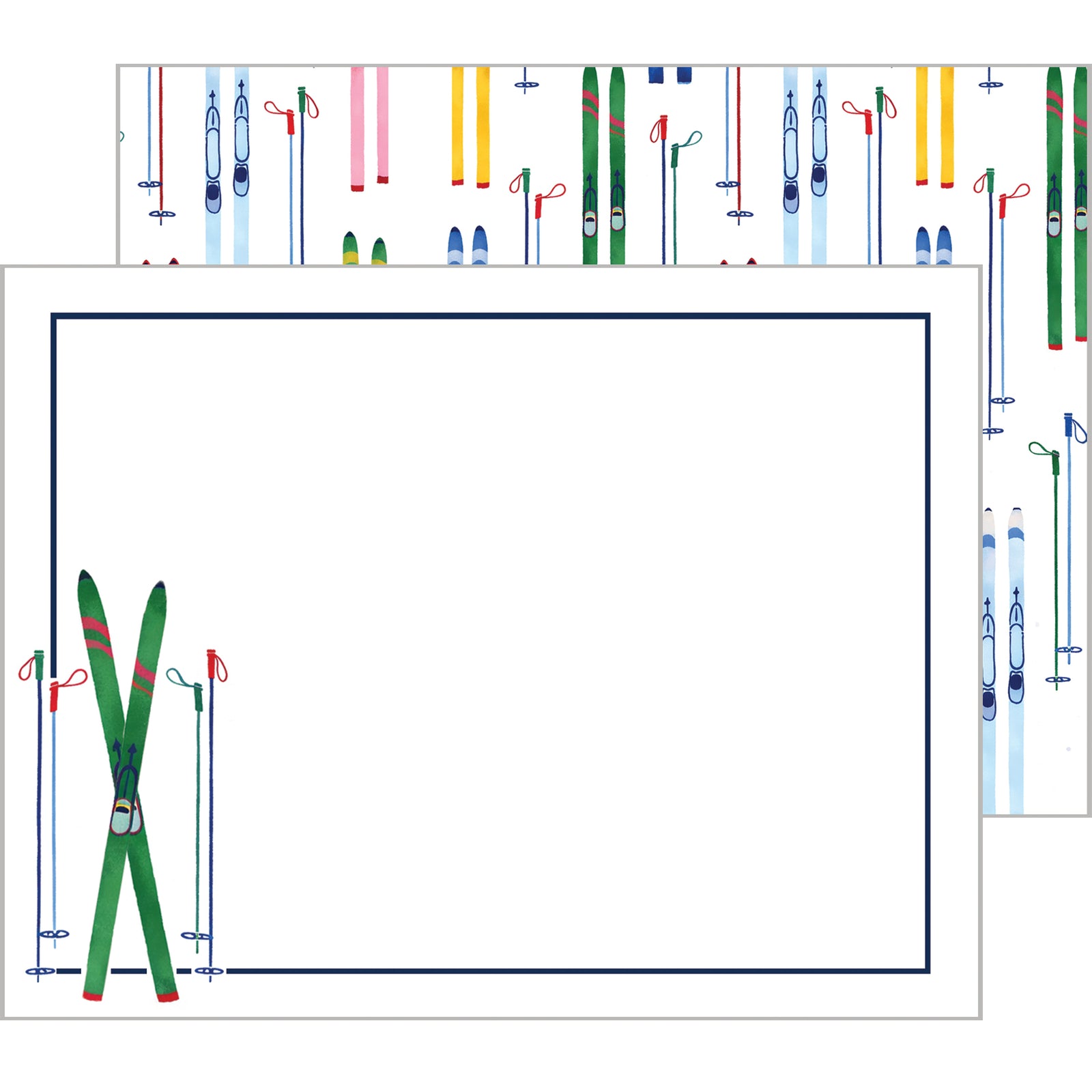 In Stock Flat Notecard Set of 10 | Colorful Skis
