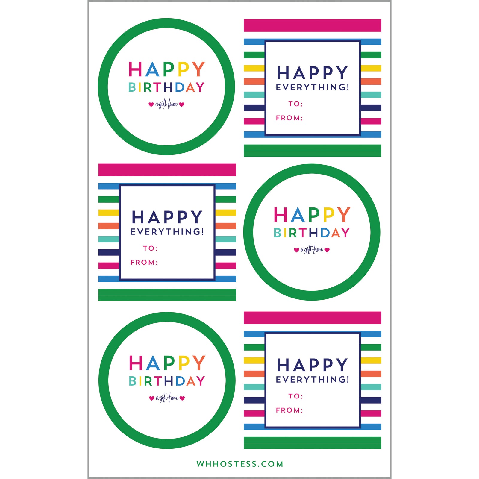In Stock Gift Sticker Sheets | Colorful