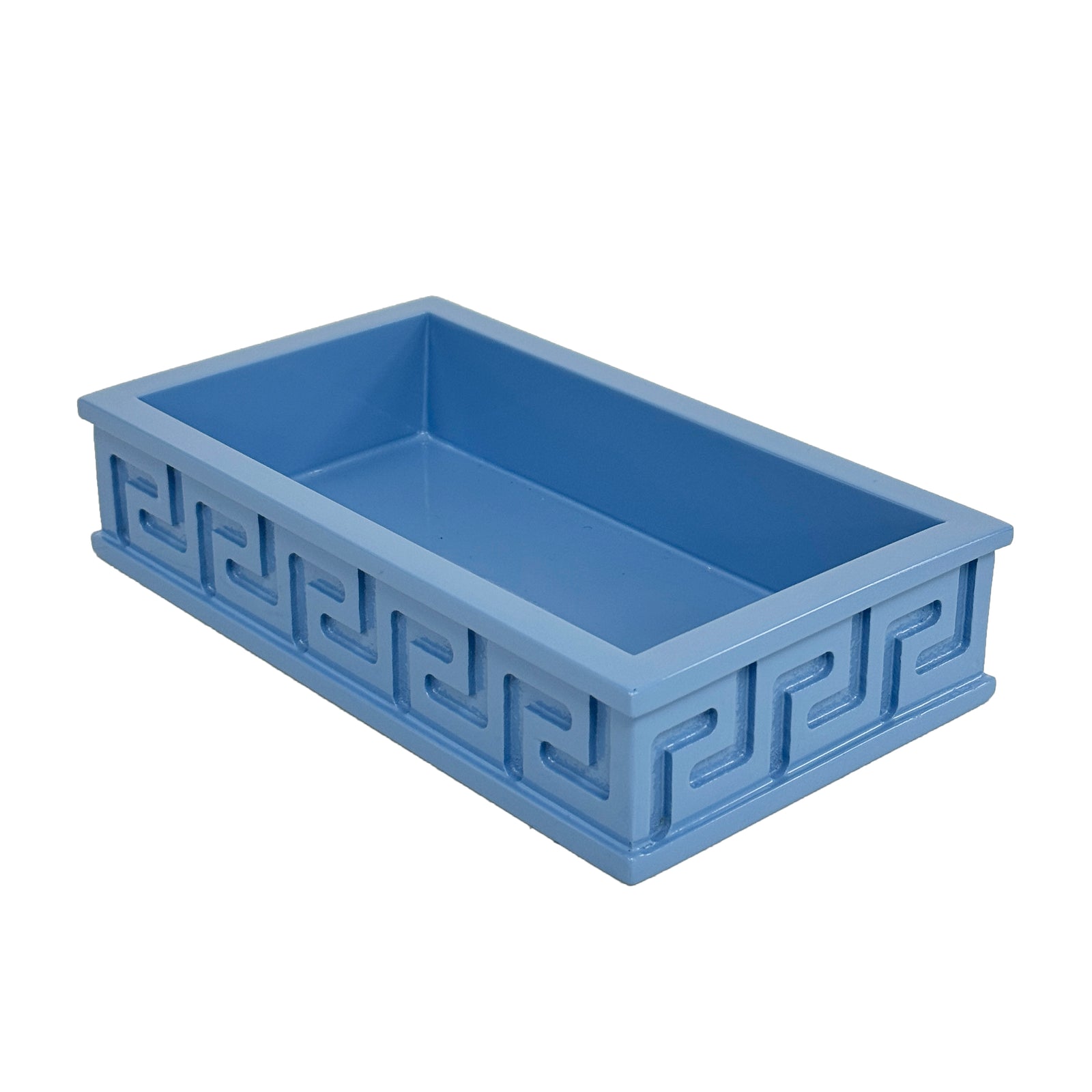 In Stock WH Lacquer Greek Key Guest Towel Holder | Cornflower
