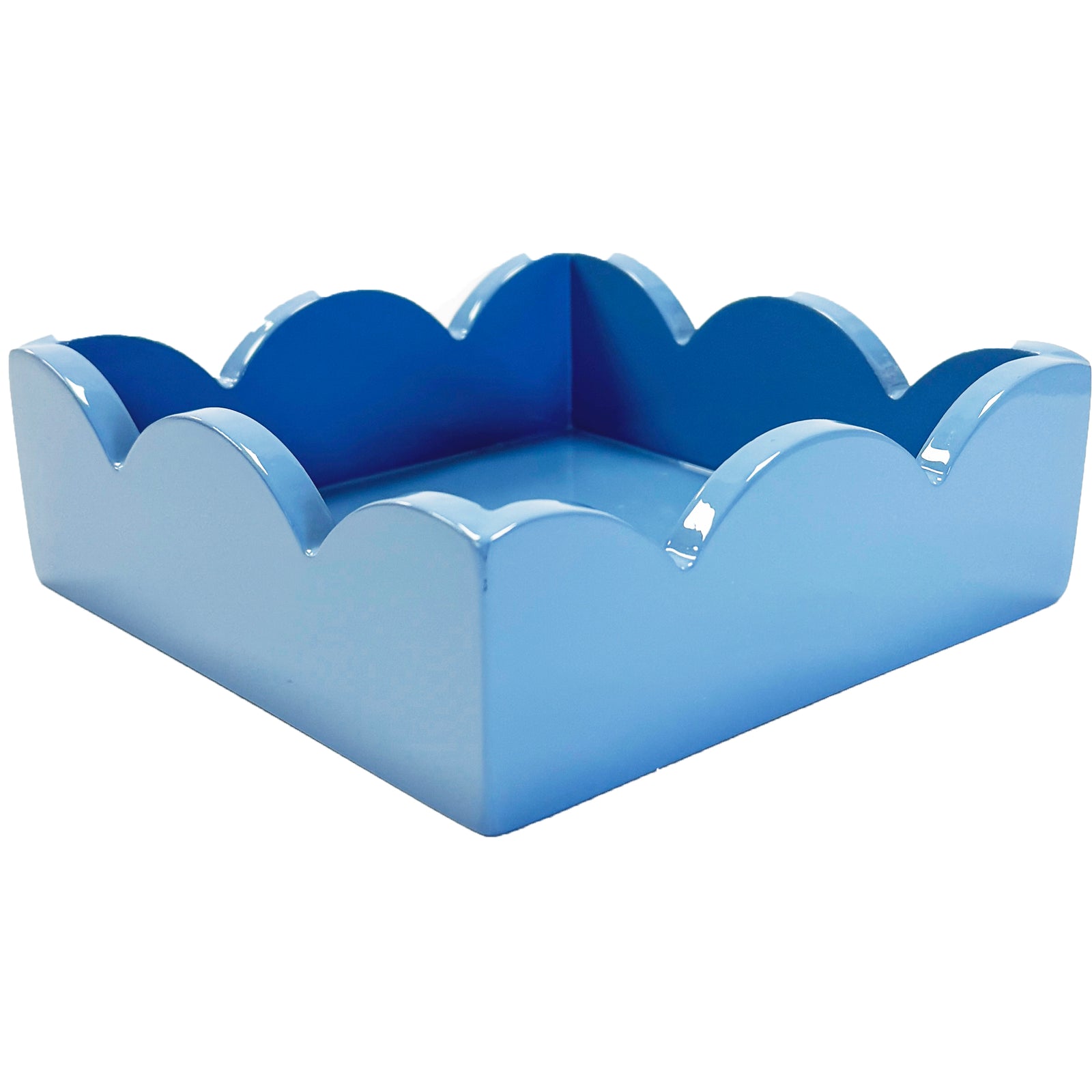 In Stock WH Lacquer Scalloped Napkin Holder | Cornflower