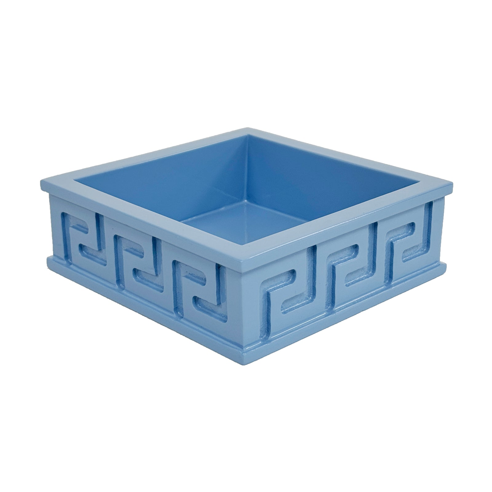 In Stock WH Lacquer Greek Key Napkin Holder | Cornflower