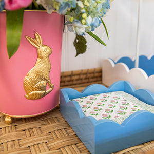 Cornflower Lacquered Scalloped Cocktail Napkin Holder