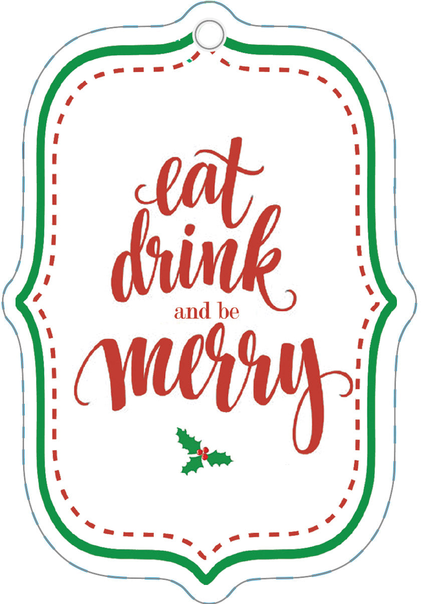In Stock Eat, Drink & Be Merry Die Cut Gift Tags