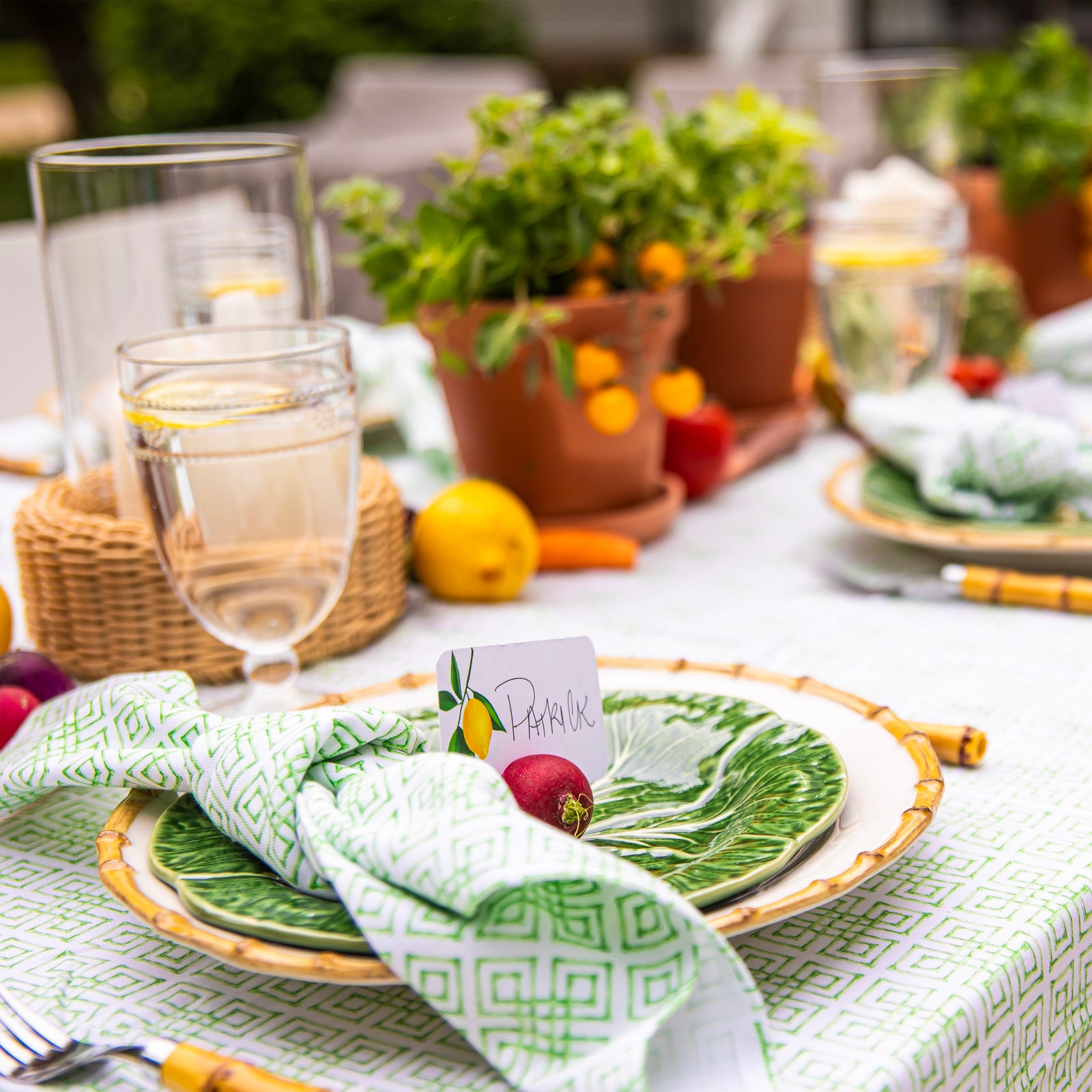 Bamboo Fret Dinner Napkins | Set of 4 | Green