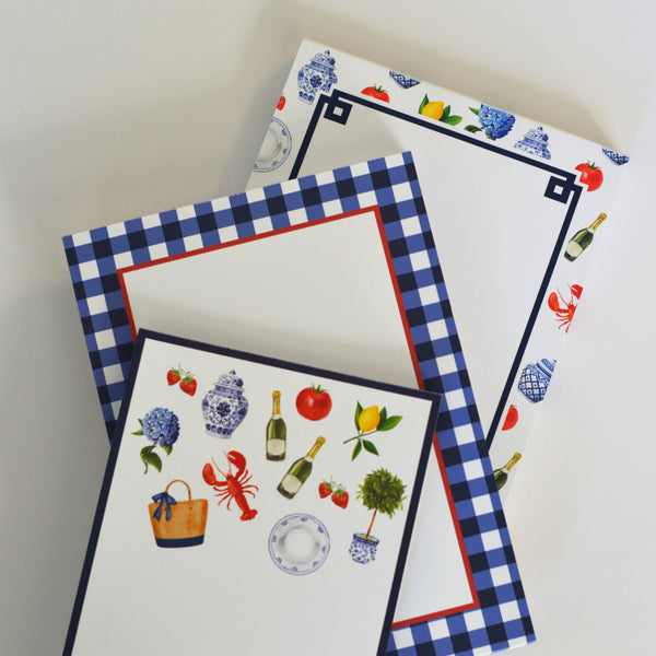 Stock Shoppe: 5x7 Navy Blue Gingham Check Notepad - WH Hostess Social ...