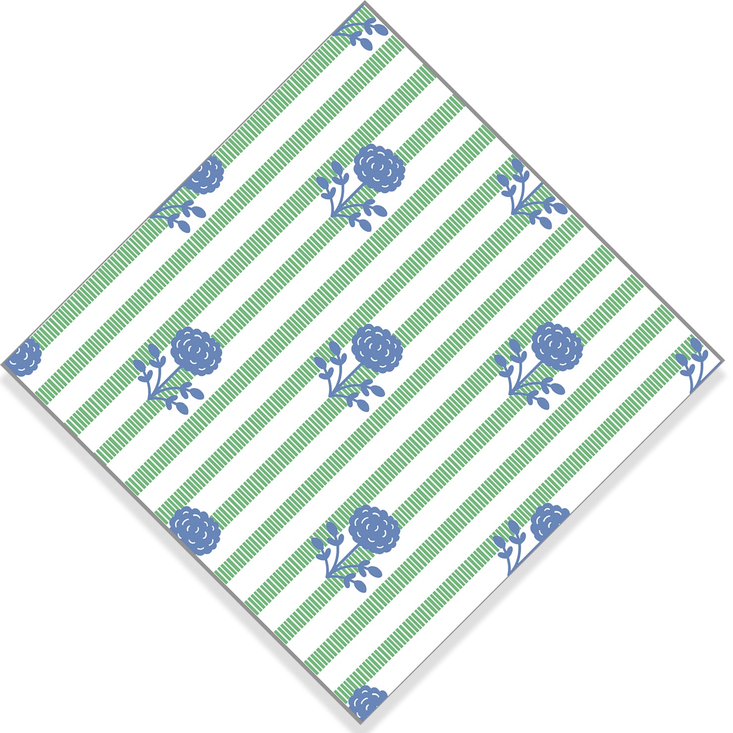 WH Paper Cocktail Napkins | Green + Blue Floral Stripe