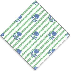 WH Paper Cocktail Napkins | Green + Blue Floral Stripe