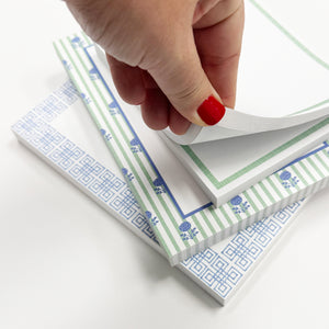 Floral Stripe Personalized Notepad | Green + Blue