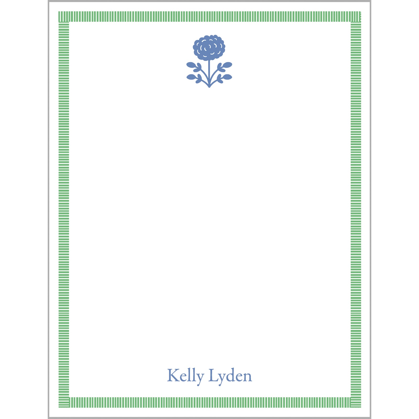 Floral Stripe Icon Personalized Notepad | Green + Blue