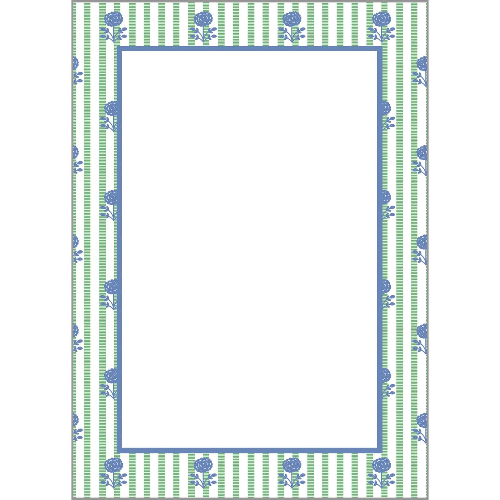 Stock Shoppe: 5x7 Floral Stripe Pattern Notepad | Blue + Green