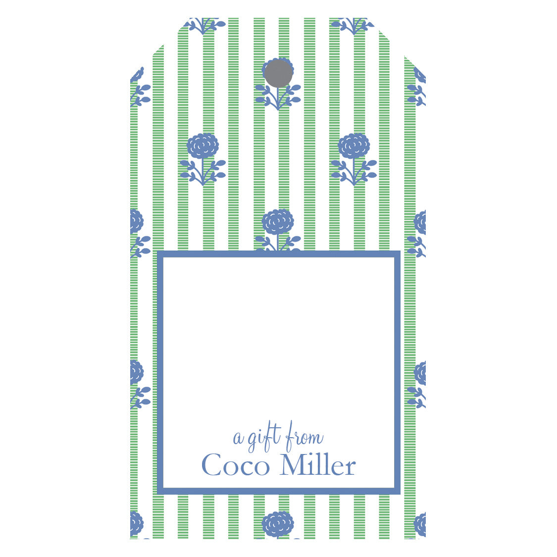 Floral Stripe Personalized Gift Tags | Green + Blue