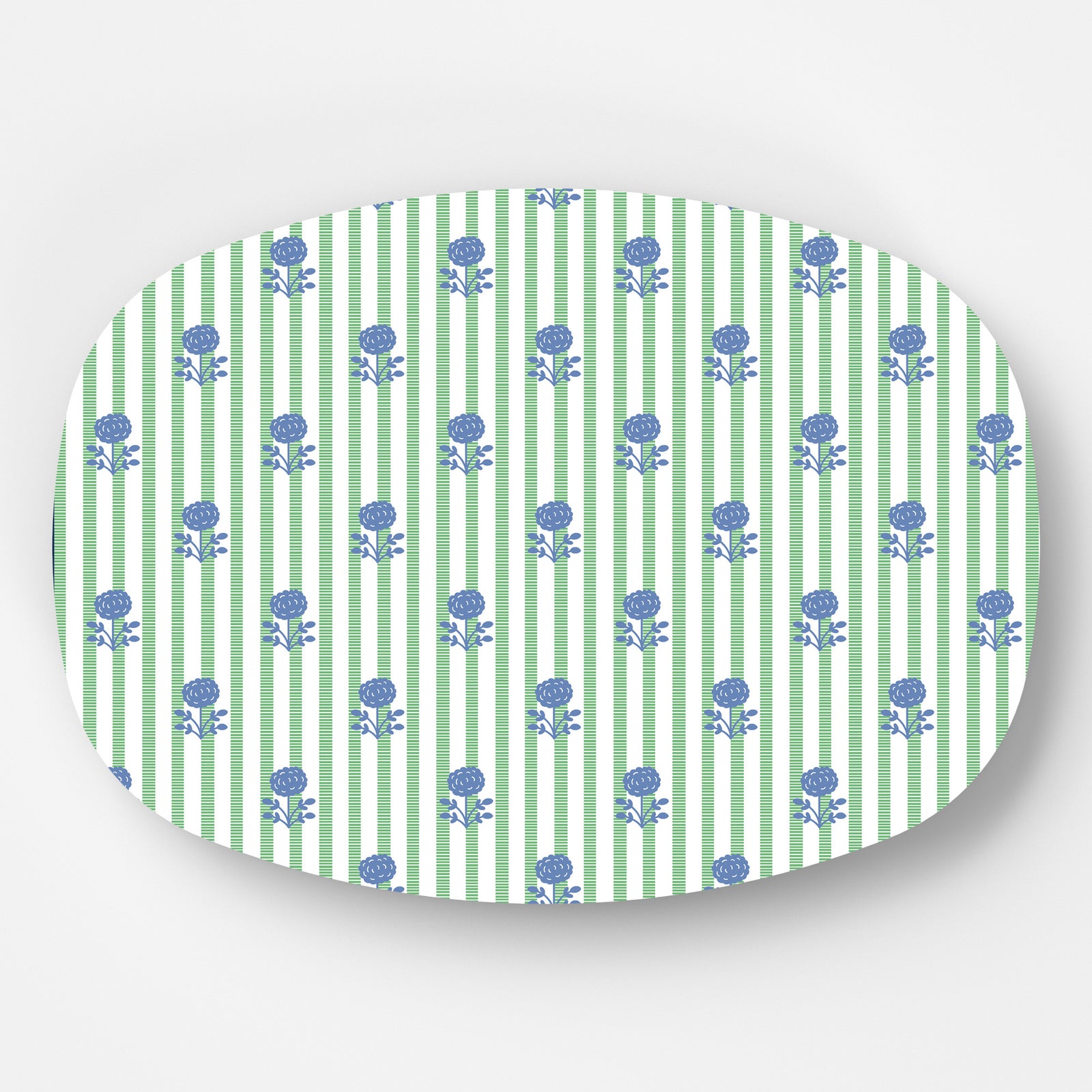 In Stock WH Serving Platter | Floral Stripe | Green + Blue