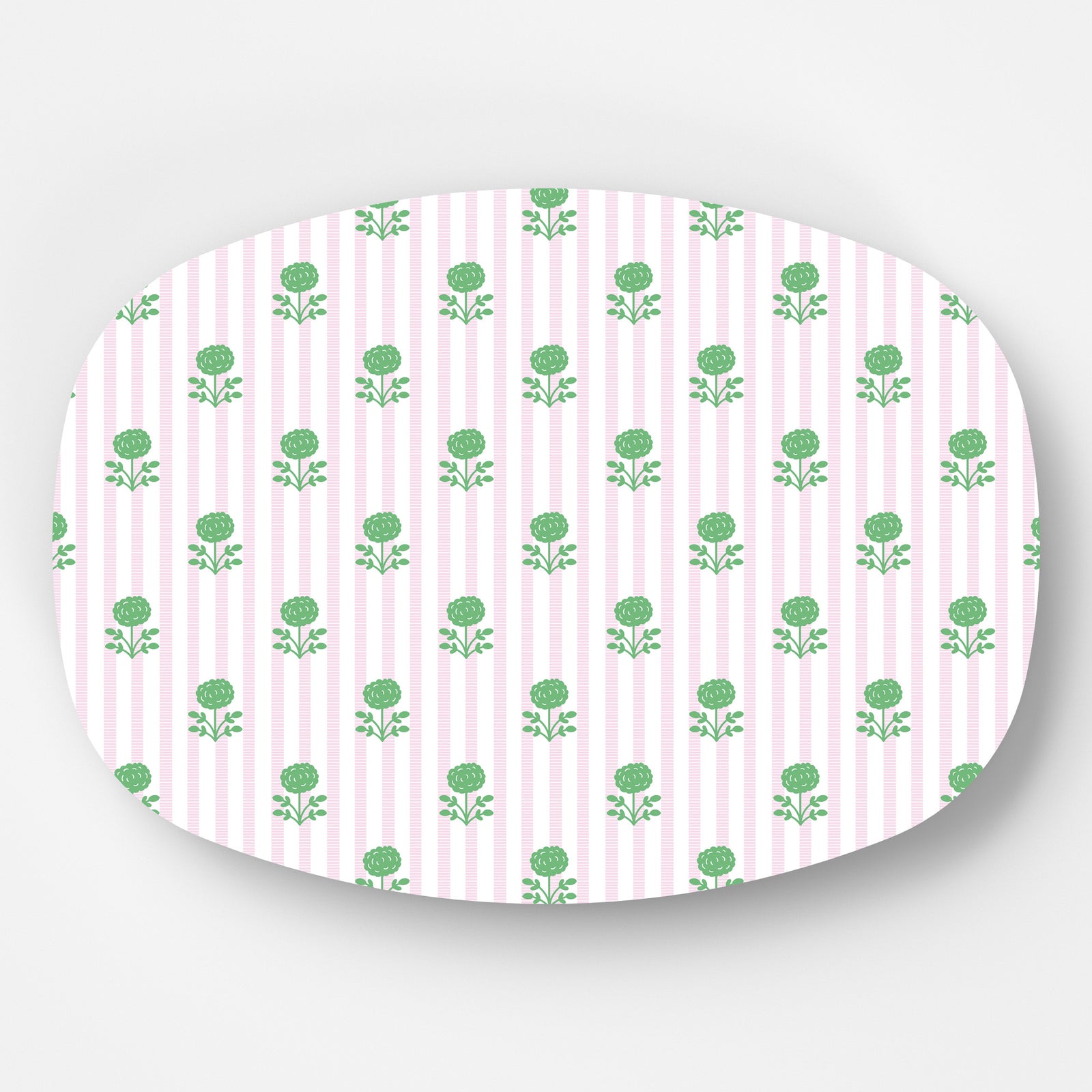 In Stock WH Serving Platter | Floral Stripe | Pink + Green