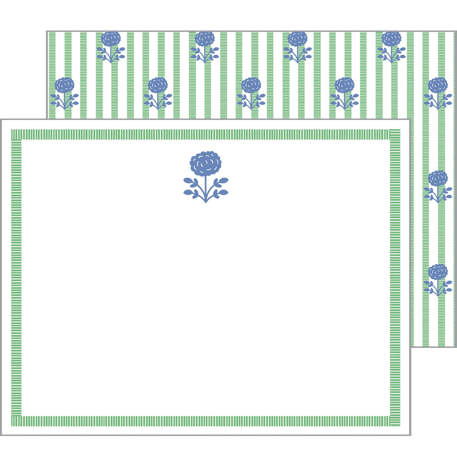 In Stock Flat Notecard Set of 10 | Floral Stripe