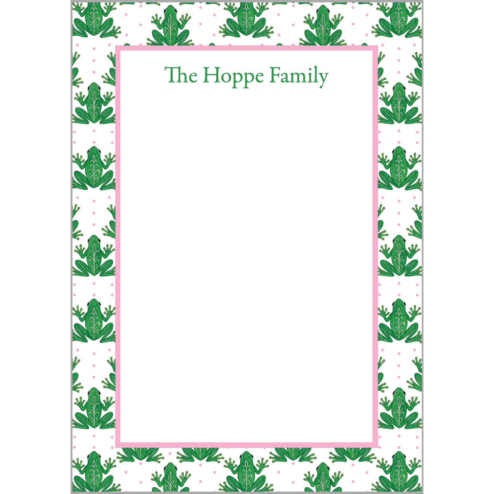 Preppy Frog Pattern Personalized Notepad