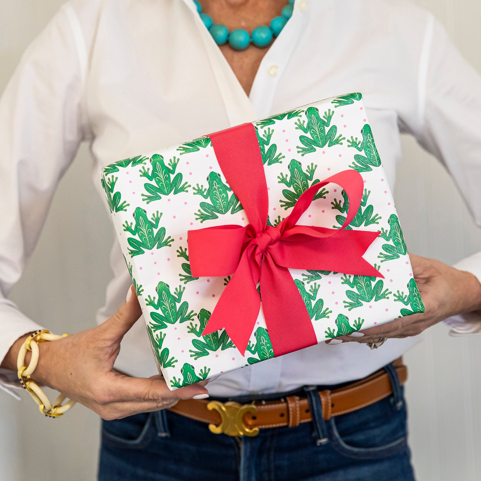 Continuous Roll Gift Wrap | Preppy Frogs