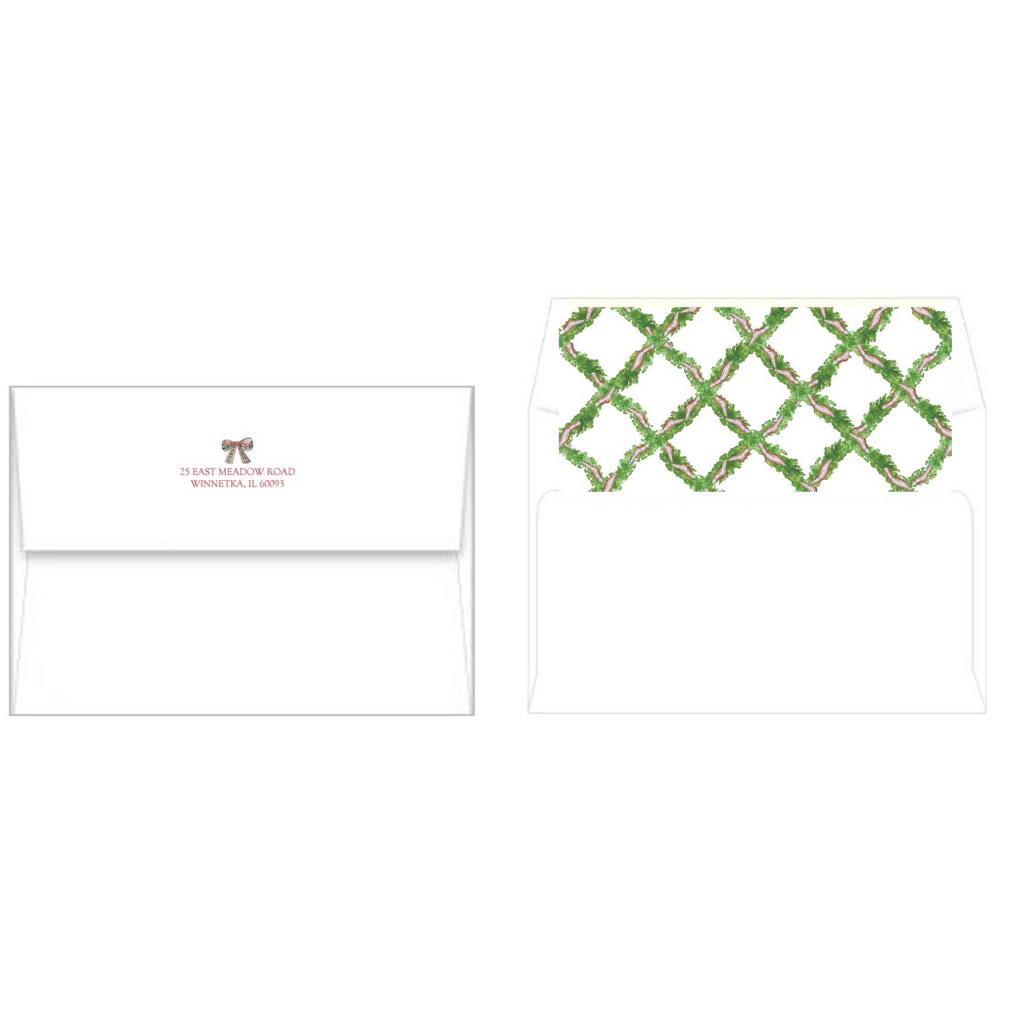 Wreath with Tartan Bow Christmas Photo Card
