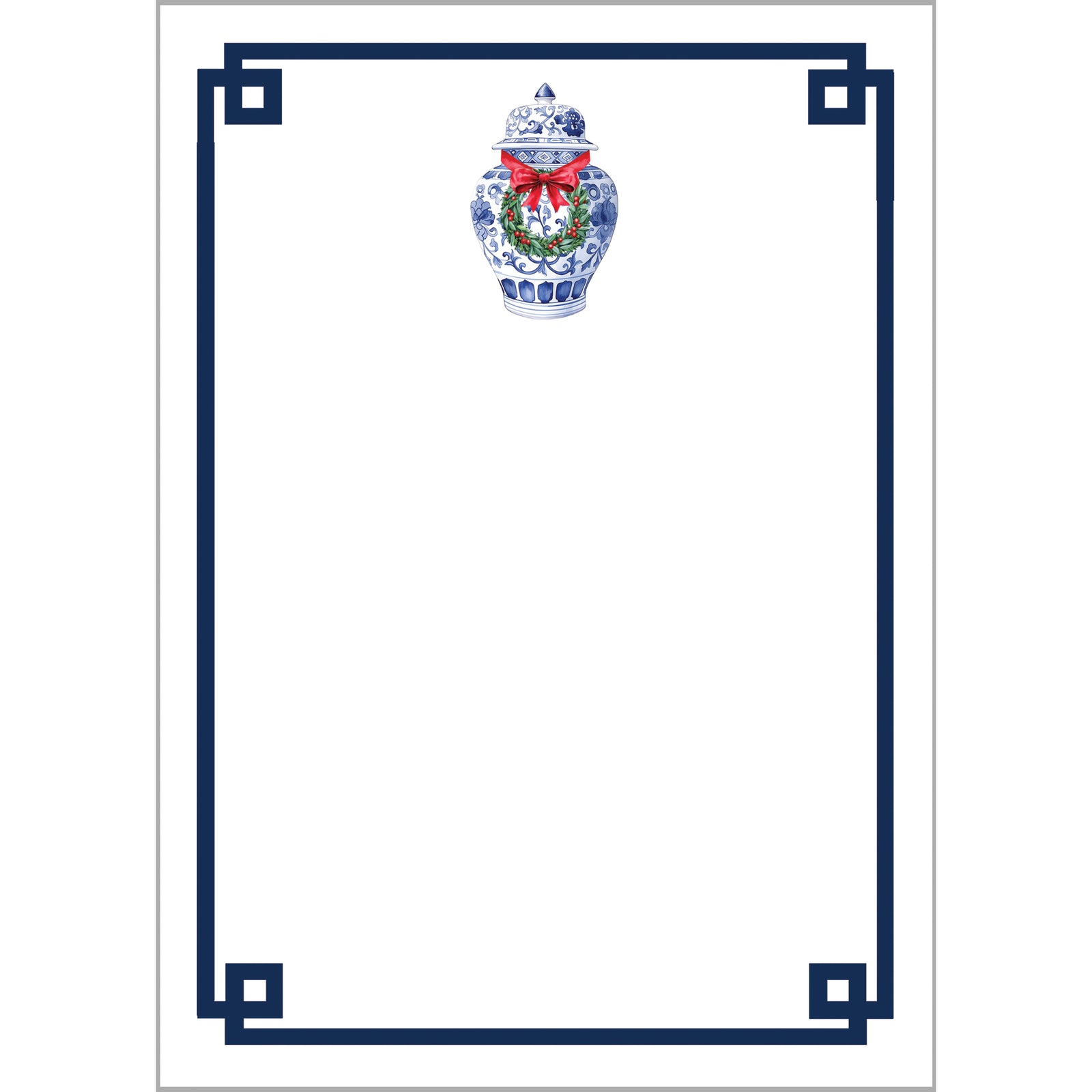 In Stock 5x7 Ginger Jar with Wreath Notepad