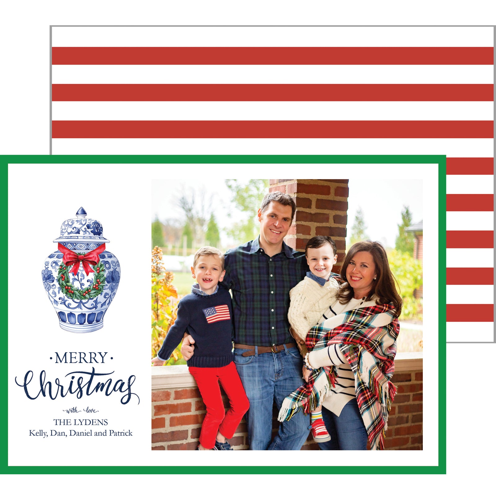 Christmas Ginger Jar with Wreath Holiday Photo Card