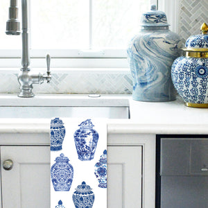 WH Hostess Cotton Tea Towel | Blue & White Ginger Jars