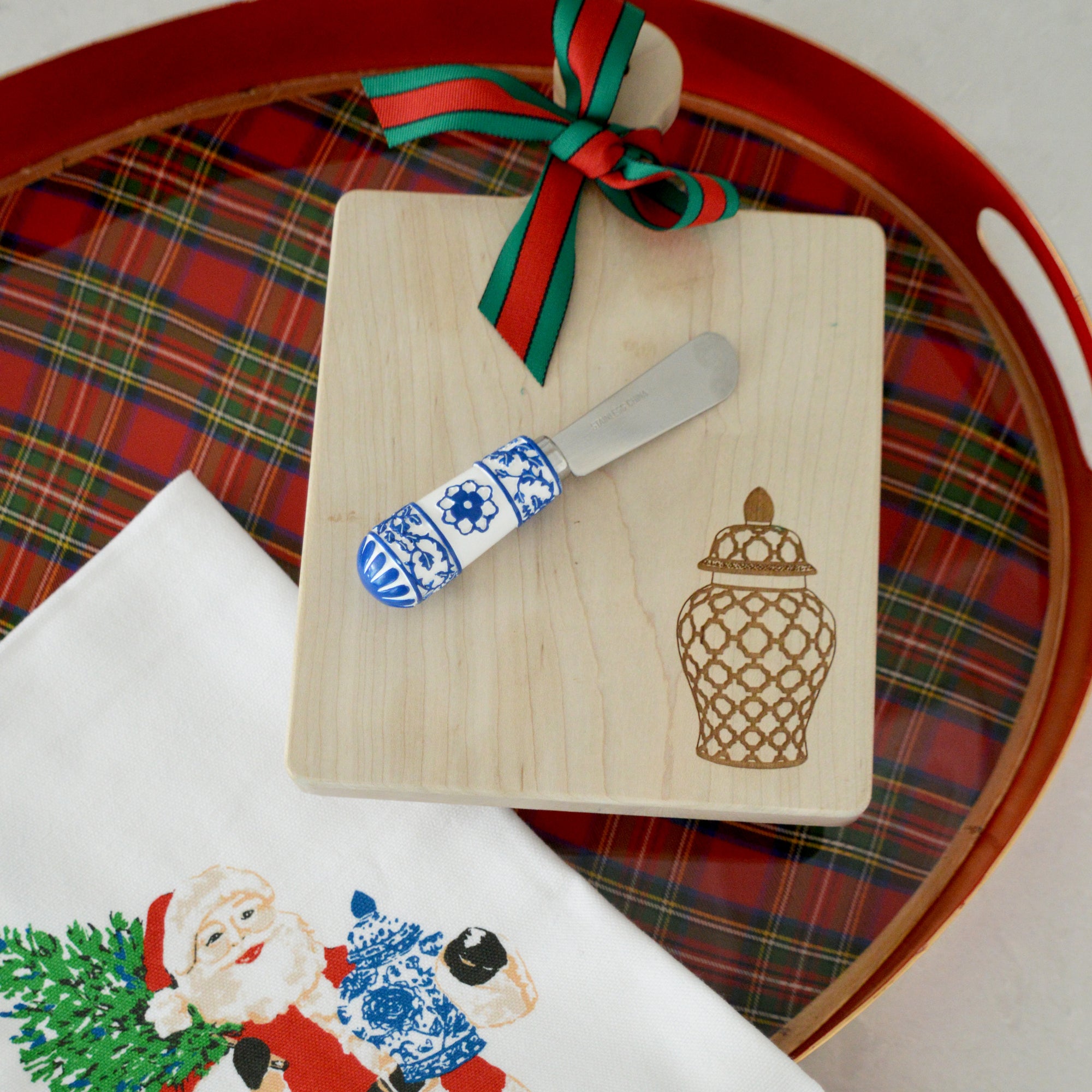 WH Hostess x Jayes Studio Tartan Plaid Oval Serving Tray